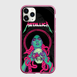 Чехол iPhone 11 Pro матовый Metallica - witch with the skull, цвет: 3D-малиновый