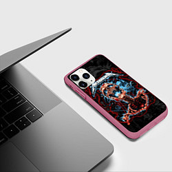 Чехол iPhone 11 Pro матовый Metallica - electric skeleton, цвет: 3D-малиновый — фото 2