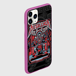 Чехол iPhone 11 Pro матовый Metallica - skeleton robot, цвет: 3D-фиолетовый — фото 2