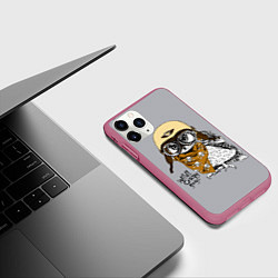 Чехол iPhone 11 Pro матовый Owl - wild crazy guy, цвет: 3D-малиновый — фото 2