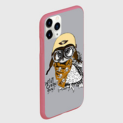 Чехол iPhone 11 Pro матовый Owl - wild crazy guy, цвет: 3D-малиновый — фото 2