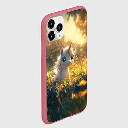 Чехол iPhone 11 Pro матовый Белая маленькая единорожка, цвет: 3D-малиновый — фото 2