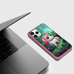 Чехол iPhone 11 Pro матовый Единорожка с розовой гривой, цвет: 3D-малиновый — фото 2