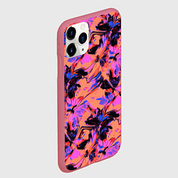 Чехол iPhone 11 Pro матовый Абстрактные цветы - текучая краска, цвет: 3D-малиновый — фото 2