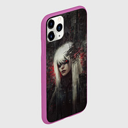Чехол iPhone 11 Pro матовый Беловолосая девушка-киборг, цвет: 3D-фиолетовый — фото 2