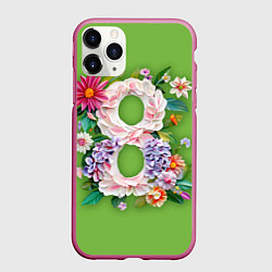 Чехол iPhone 11 Pro матовый Цветы - 8 марта, цвет: 3D-малиновый