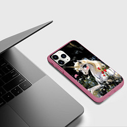 Чехол iPhone 11 Pro матовый Единорожка с золотыми копытами, цвет: 3D-малиновый — фото 2