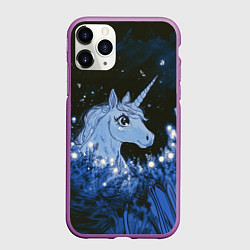 Чехол iPhone 11 Pro матовый Единорог и светлячки, цвет: 3D-фиолетовый