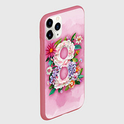 Чехол iPhone 11 Pro матовый Восемь в цветах - 8 марта, цвет: 3D-малиновый — фото 2