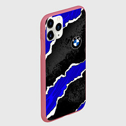 Чехол iPhone 11 Pro матовый BMW - синие разрывы, цвет: 3D-малиновый — фото 2