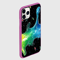 Чехол iPhone 11 Pro матовый Радужная волна на черном, цвет: 3D-фиолетовый — фото 2