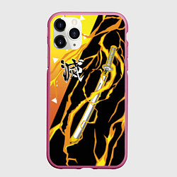 Чехол iPhone 11 Pro матовый Zenitsu Agatsuma - Kisatsutai, цвет: 3D-малиновый