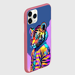Чехол iPhone 11 Pro матовый Cool tiger cub - pop art, цвет: 3D-малиновый — фото 2