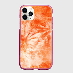 Чехол iPhone 11 Pro матовый Оранжевый тай-дай пятна, цвет: 3D-малиновый