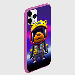 Чехол iPhone 11 Pro матовый Baby capybara - cyberpunk, цвет: 3D-фиолетовый — фото 2