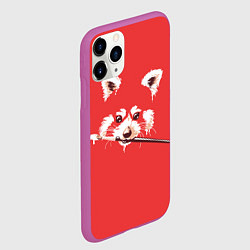 Чехол iPhone 11 Pro матовый Красная панда с кисточкой в зубах, цвет: 3D-фиолетовый — фото 2