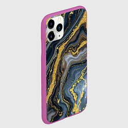 Чехол iPhone 11 Pro матовый Золотые диагонали, цвет: 3D-фиолетовый — фото 2