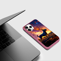 Чехол iPhone 11 Pro матовый Скотч-терьер в космосе, цвет: 3D-малиновый — фото 2