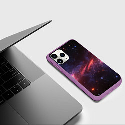 Чехол iPhone 11 Pro матовый Космическое свечение текстура, цвет: 3D-фиолетовый — фото 2