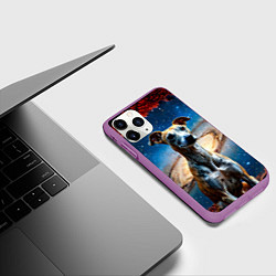 Чехол iPhone 11 Pro матовый Уиппет в космосе, цвет: 3D-фиолетовый — фото 2