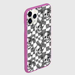 Чехол iPhone 11 Pro матовый Черепа и клетчатый фон с дырами, цвет: 3D-фиолетовый — фото 2