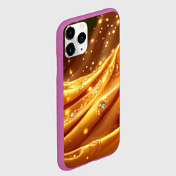 Чехол iPhone 11 Pro матовый Золотая ткань с блестками, цвет: 3D-фиолетовый — фото 2