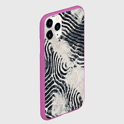 Чехол iPhone 11 Pro матовый Текстура гранж - абстрактные линии, цвет: 3D-фиолетовый — фото 2