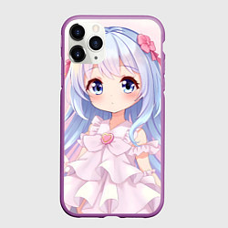 Чехол iPhone 11 Pro матовый Аниме в стиле каваи, цвет: 3D-фиолетовый