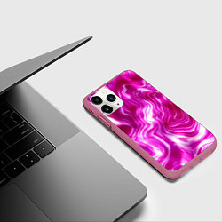 Чехол iPhone 11 Pro матовый Завихрения - оттенки розового и белого, цвет: 3D-малиновый — фото 2