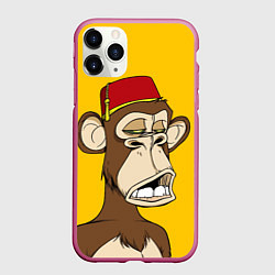 Чехол iPhone 11 Pro матовый NFT ape monkey, цвет: 3D-малиновый