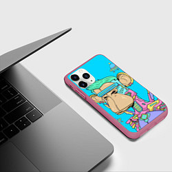 Чехол iPhone 11 Pro матовый NFT cyber ape UFO, цвет: 3D-малиновый — фото 2