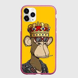 Чехол iPhone 11 Pro матовый NFT ape king, цвет: 3D-малиновый