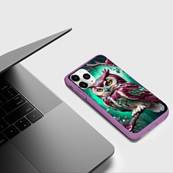 Чехол iPhone 11 Pro матовый Волшебная сова в самоцветном лесу, цвет: 3D-фиолетовый — фото 2