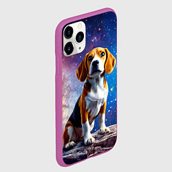 Чехол iPhone 11 Pro матовый Бигль в космосе, цвет: 3D-фиолетовый — фото 2
