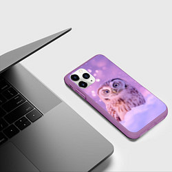 Чехол iPhone 11 Pro матовый Удивленная сова, цвет: 3D-фиолетовый — фото 2