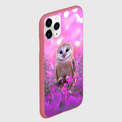 Чехол iPhone 11 Pro матовый Сова на блестящем фоне, цвет: 3D-малиновый — фото 2