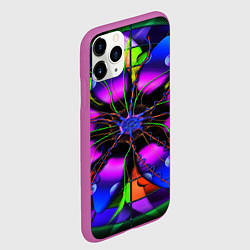 Чехол iPhone 11 Pro матовый Неоновая психоделика лепестки, цвет: 3D-фиолетовый — фото 2