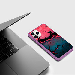 Чехол iPhone 11 Pro матовый Объемные разломы текстура, цвет: 3D-фиолетовый — фото 2