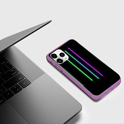 Чехол iPhone 11 Pro матовый Neon stripes, цвет: 3D-фиолетовый — фото 2