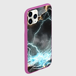 Чехол iPhone 11 Pro матовый Молния в разбитом камне текстура, цвет: 3D-фиолетовый — фото 2
