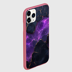 Чехол iPhone 11 Pro матовый Фиолетовый разлом с молниями, цвет: 3D-малиновый — фото 2