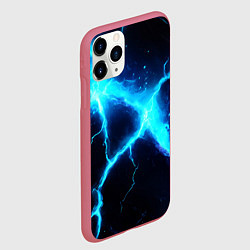Чехол iPhone 11 Pro матовый Голубой разлом из молний, цвет: 3D-малиновый — фото 2