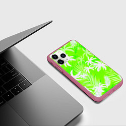 Чехол iPhone 11 Pro матовый Кислотные тропики, цвет: 3D-малиновый — фото 2