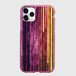 Чехол iPhone 11 Pro матовый Неоновый и переливающийся киберпанк узор, цвет: 3D-малиновый