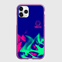 Чехол iPhone 11 Pro матовый Nirvana fire neon, цвет: 3D-фиолетовый