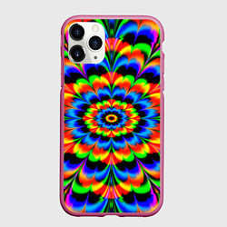 Чехол iPhone 11 Pro матовый Оптические иллюзии психоделика, цвет: 3D-малиновый