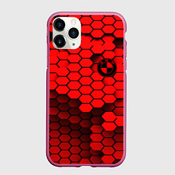 Чехол iPhone 11 Pro матовый BMW карбоновая абстракция, цвет: 3D-малиновый