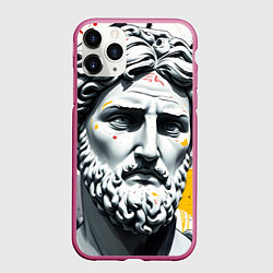 Чехол iPhone 11 Pro матовый Античный портрет и краска, цвет: 3D-малиновый