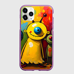 Чехол iPhone 11 Pro матовый Арт с человечками, цвет: 3D-фиолетовый