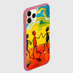 Чехол iPhone 11 Pro матовый Дружба человечков, цвет: 3D-малиновый — фото 2